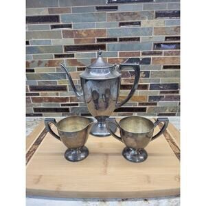 Vintage Coffee Service, Silver Plate, Server Pot, Sugar Creamer Set
